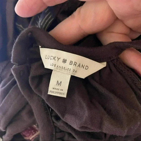 Lucky Brand M brown floral sleeveless halter neck dress with scoop hem - Picture 7 of 8